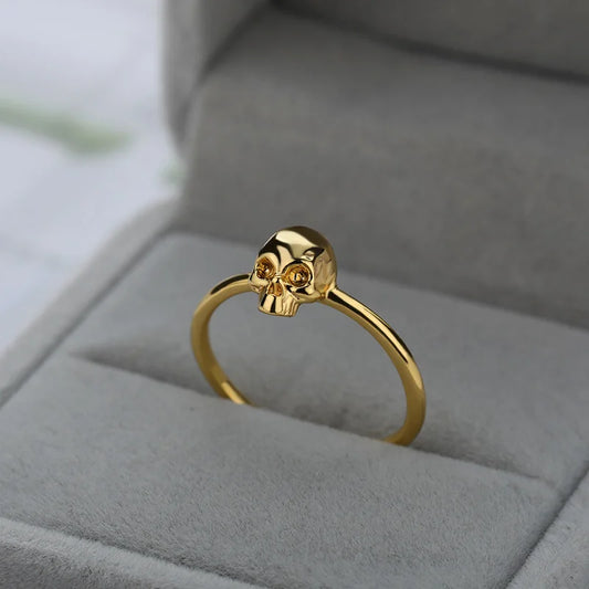 Vintage Skull Rings For Women – Waterproof Gold Color Stainless Steel Ring for Rock, Punk & Hip Hop Style