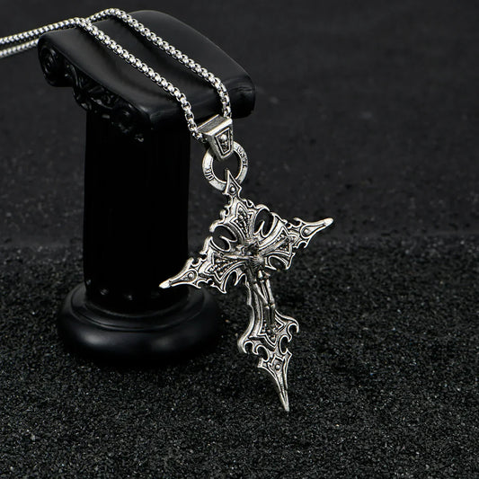 Fashionable and Personalized Retro Gothic Nail Cross Skull Pendant Necklace – Halloween Jewelry