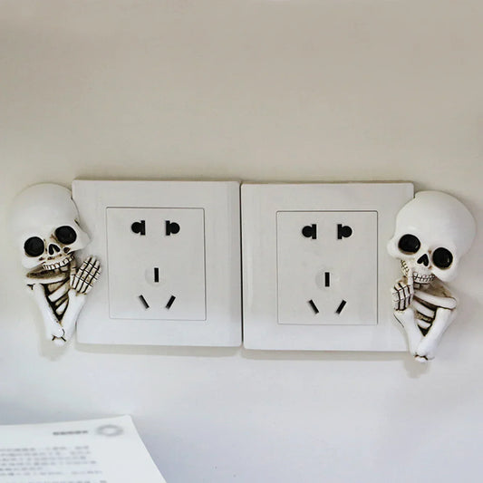 2Pcs Gothic Style 3D Skeleton Resin Statue – Creative Wall Decor for Halloween & DIY Crafts
