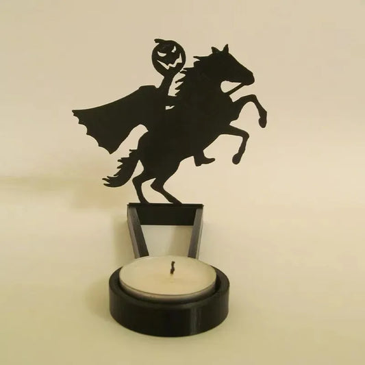 Candle Shadow Halloween Horror Candlestick – Metal Tea Light Caster for Spooky Tabletop Decor