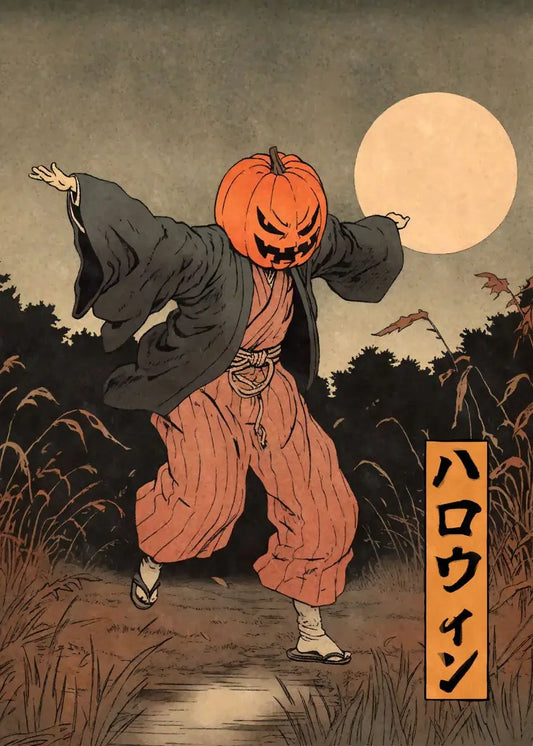Japanese Rising Skeletons Poster – Creepy Japanese Ghost Zombie Mummy Halloween Art Canvas Print