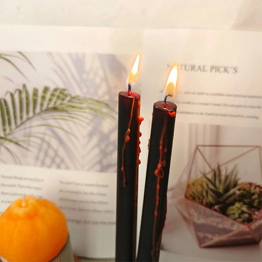 Halloween Bleeding Taper Candles – Dripping Blood Effect (2pcs Set)
