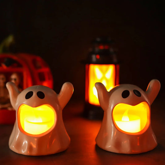 2024 New Halloween Ghost Lamp with LED Flameless Candles – Decorative Party & Horror Atmosphere Prop