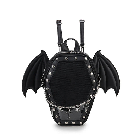 Gothic Punk Coffin-Shaped Ita Bag – Clear Backpack & Shoulder Bag for Women