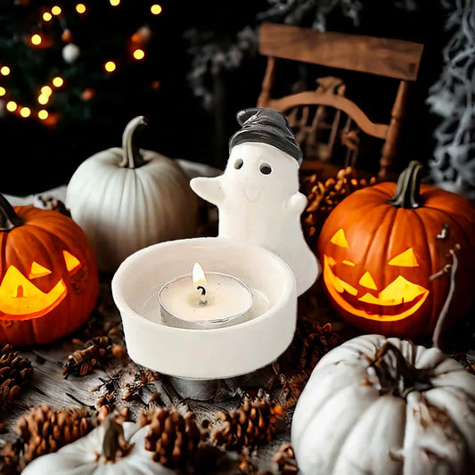 2025 Halloween Ghost Candle Holder – Ceramic Spooky Tabletop Centerpiece