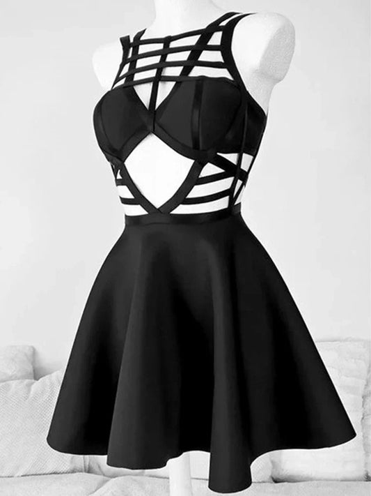 2024 New Vintage Gothic Sexy Corset Dress – Retro Streetwear Hollow-Out Criss-Cross A-Line Dress for Women