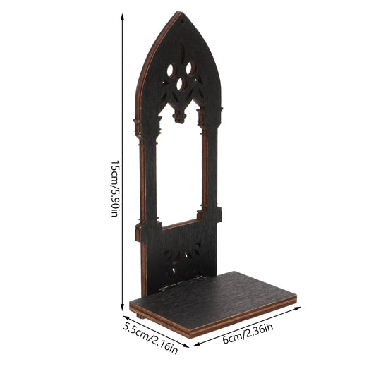 Gothic Arch Wooden Candle Holders (1 Pair) – Vintage Decorative Candelabrum for Home & Desktop Display