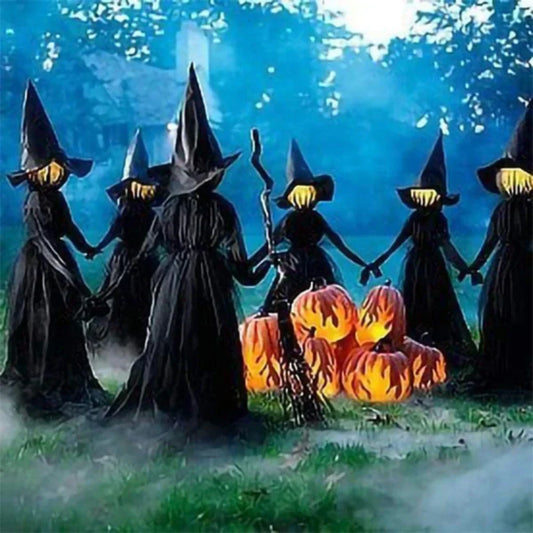 Halloween Light-Up Witches Decoration with Stakes – Outdoor Sound-Activated Screaming Witches