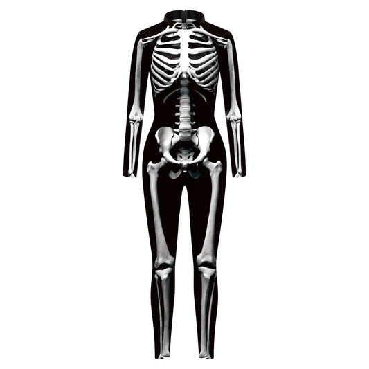 [You're My Secret] Halloween Women Adult Cosplay Jumpsuit – Skeleton Bodysuit Zombie Party Outfit