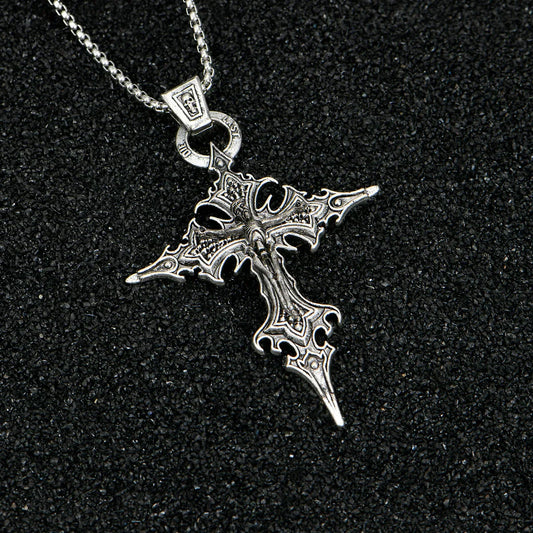 Fashionable and Personalized Retro Gothic Nail Cross Skull Pendant Necklace – Halloween Jewelry
