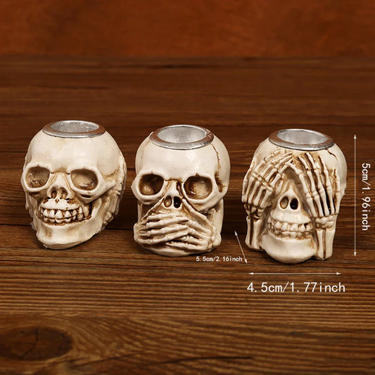 1pc Antique Skull Incense Burner – Halloween Skull Candlestick, Goth Home & Room Decor