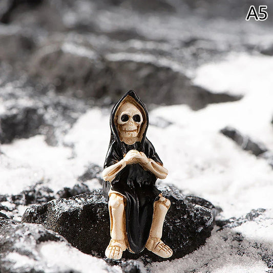 Halloween Resin Ghost Skull Tombstone Miniature Figurines DollhouHalloween Miniature Resin Figurines – Ghost, Skull & Tombstone Decorse Accessories Halloween Home Table Flower Pot Decor